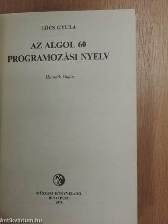 Az ALGOL 60 programozási nyelv