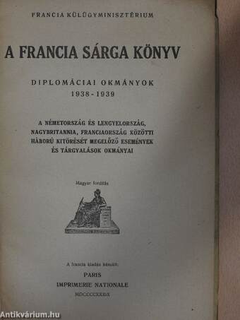 A francia sárga könyv