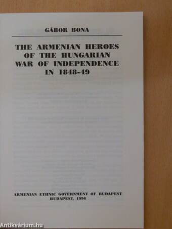 The Armenian Heroes of the Hungarian War of Independence in 1848-49