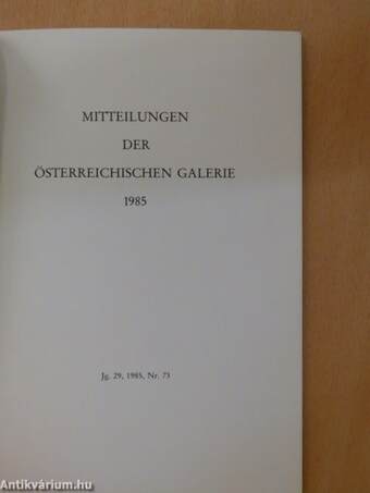 Mitteilungen der Österreichischen Galerie 1985