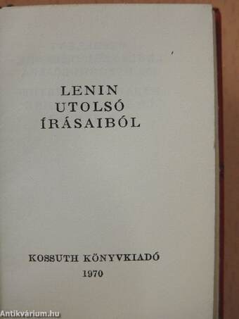 Lenin utolsó írásaiból (minikönyv) - Plakettel