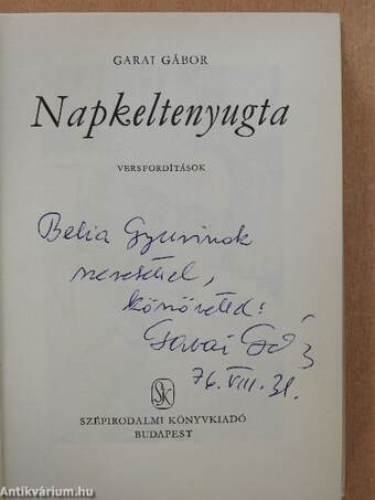 Napkeltenyugta (dedikált példány)