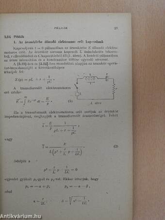 Operátorszámítás és annak alkalmazásai az elektrotechnikában fellépő nemstacionárius jelenségek tárgyalására