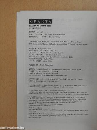 Granta - The Magazine of New Writing 73, Spring 2001