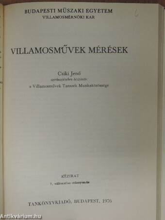 Villamos energiarendszer védelme és automatikája I./Villamosművek mérések