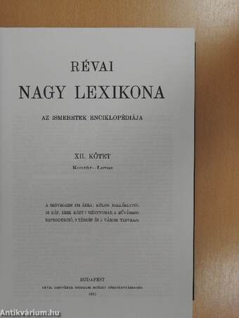 Révai nagy lexikona 12. (töredék)