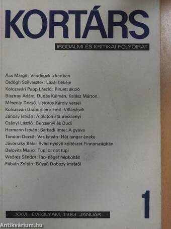 Kortárs 1983. (nem teljes évfolyam)