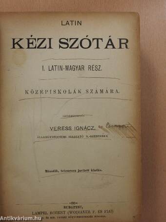 Latin kézi szótár I-II. (rossz állapotú)