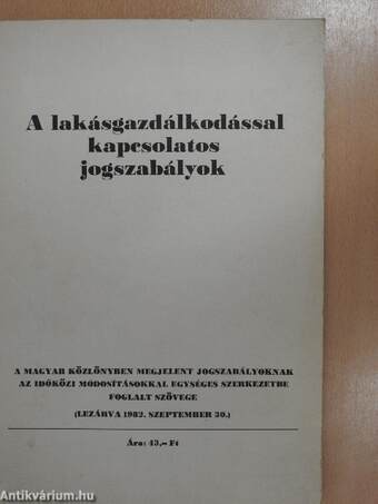 A lakásgazdálkodással kapcsolatos jogszabályok