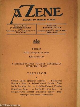 A Zene 1942. április 23.