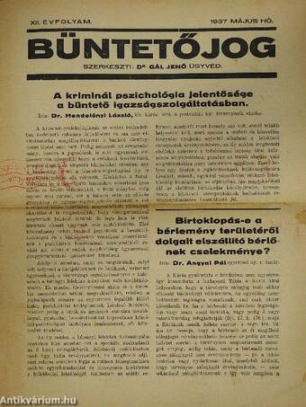 Büntetőjog 1937. május