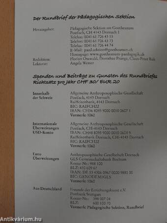 Der Rundbrief der Pädagogischen Sektion am Goetheanum Sonderausgabe Johanni 2013