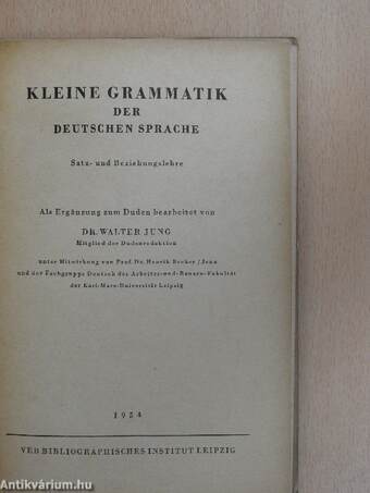 Kleine Grammatik der deutschen Sprache