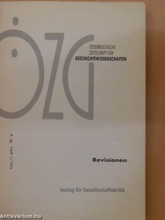 Österreichische Zeitschrift Für Geschichtswissenschaften 1/1993