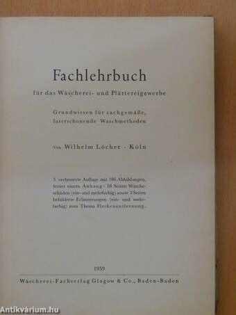 Fachlehrbuch für das Wäscherei- und Plättereigewerbe