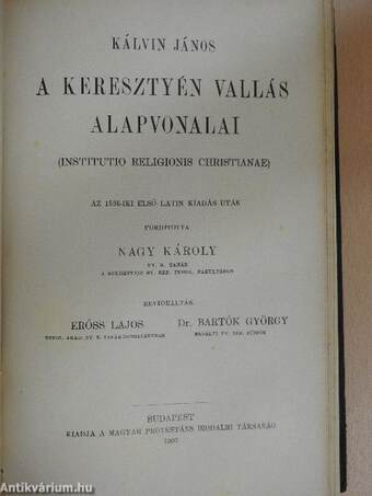 Kálvin János élete és egyházpolitikája/A keresztyén vallás alapvonalai/Kálvin theologiája