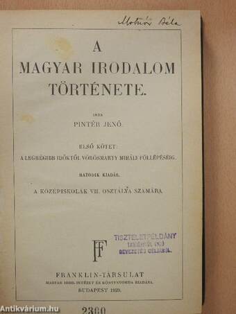 A magyar irodalom története I-II.