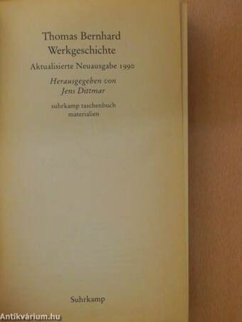 Thomas Bernhard Werkgeschichte