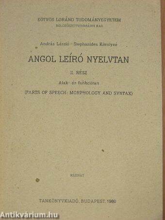 Angol leíró nyelvtan II.