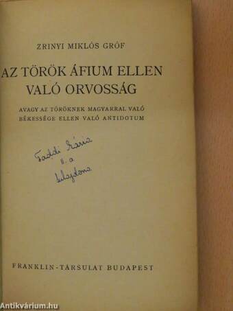 Az török áfium ellen való orvosság