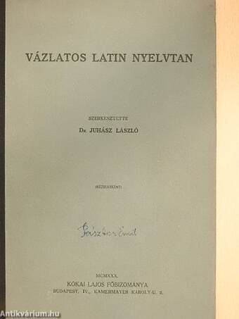 Vázlatos latin nyelvtan