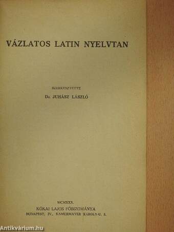 Vázlatos latin nyelvtan