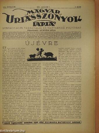 Magyar Uriasszonyok Lapja 1931. január 1.