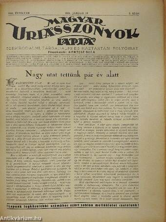 Magyar Uriasszonyok Lapja 1931. január 10.