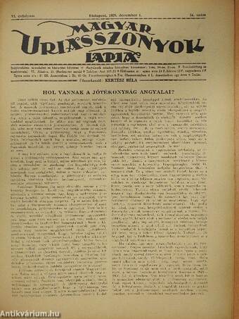 Magyar Uriasszonyok Lapja 1929. december 1.