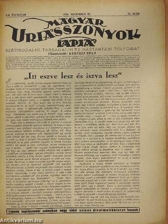 Magyar Uriasszonyok Lapja 1930. november 20.