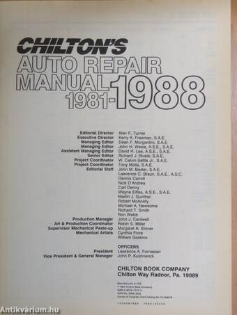 Chilton's Auto Repair Manual 1981-1988