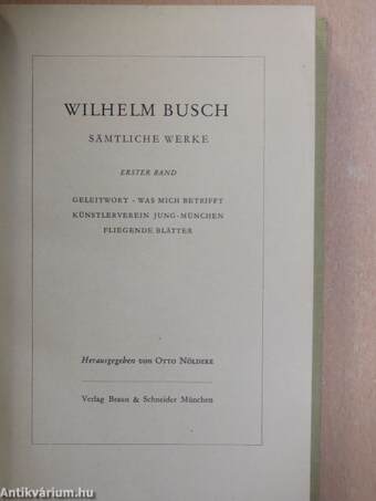 Wilhelm Busch sämtliche Werke I-VIII.