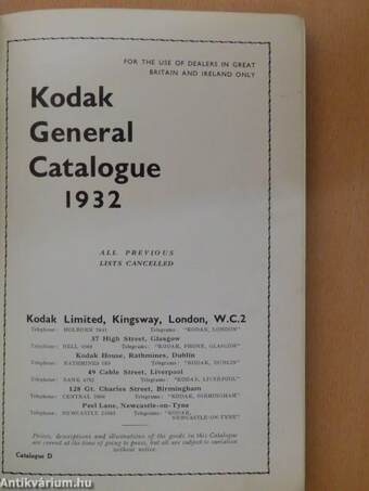 Kodak General Catalogue 1932