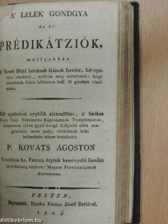 Alkalmatos, és alkalmatlan rajta létel IV/2. (töredék)/Bünösök keserve/A' lélek' gondgya