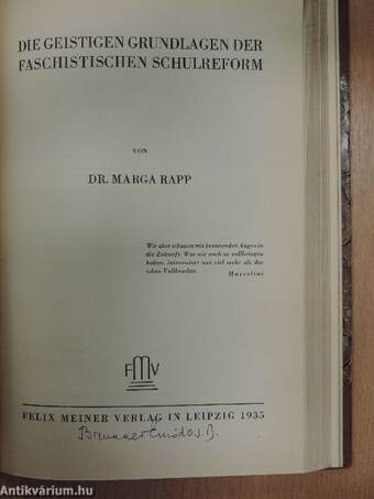 Gentleman-Ideal und Gentleman-Erziehung/Die Geistigen Grundlagen der Faschistischen Schulreform