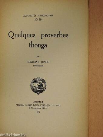 Quelques proverbes thonga