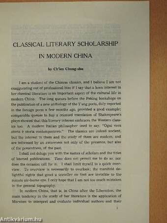 Classical Literary Scholarship in Modern China