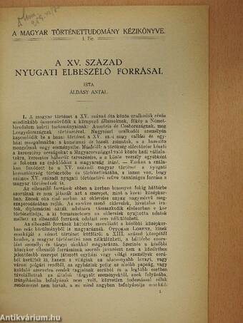 A XV. század nyugati elbeszélő forrásai