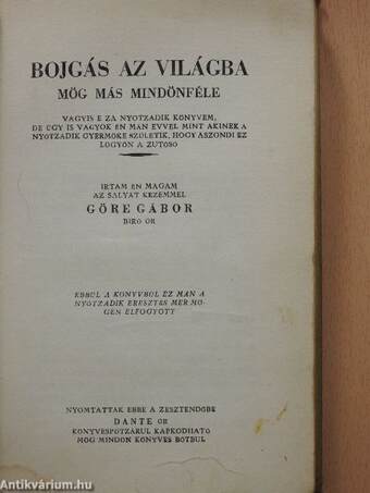 Durbints sógor/Bojgás az világba mög más mindönféle (rossz állapotú)