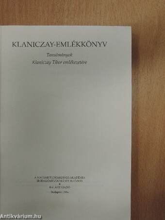 Klaniczay-emlékkönyv