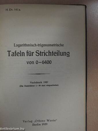 Logarithmisch-trigonometrische Tafeln für Strichteilung von 0-6400