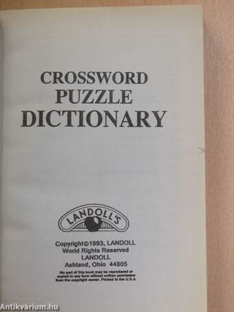 Webster's Crossword Puzzle Dictionary