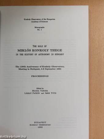 The Role of Miklós Konkoly Thege in the History of Astronomy in Hungary