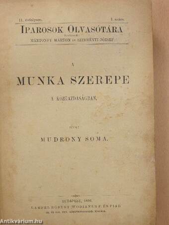 Iparosok olvasótára 1896/1-10.