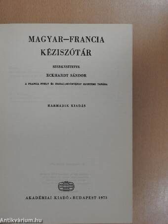 Magyar-francia kéziszótár