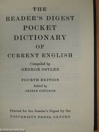 The Reader's Digest Pocket Dictionary Of Current English