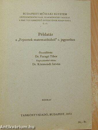 Példatár a "Fejezetek matematikából" c. jegyzethez