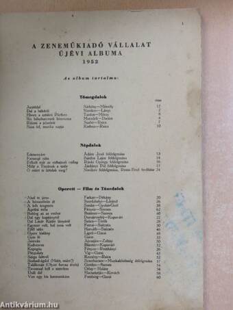 A Zeneműkiadó Vállalat újévi albuma 1952.