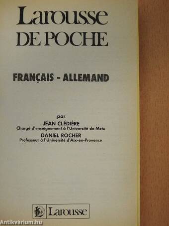 Larousse de Poche Francais-Allemand/Deutsch-Französisch