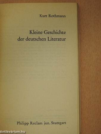 Kleine Geschichte der deutschen Literatur